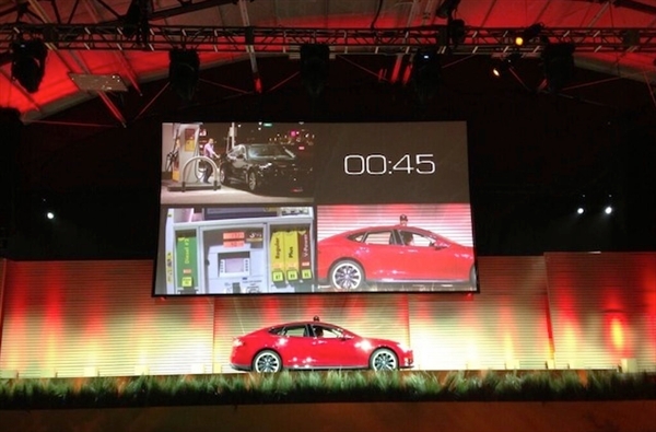 Tesla电动汽车更换电池只需90秒！