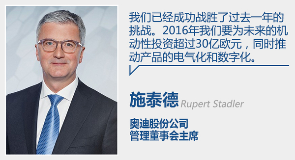 奥迪2015年度全球销售收入增8.6% 达到584亿欧元