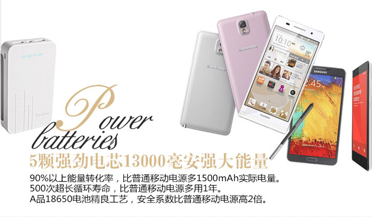 为大屏手机而生 Besiter13000毫安强尼思移动电源
