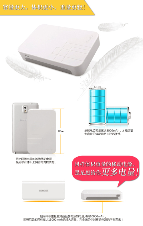 大屏手机的好机友--15000毫安Besiter强尼思移动电源