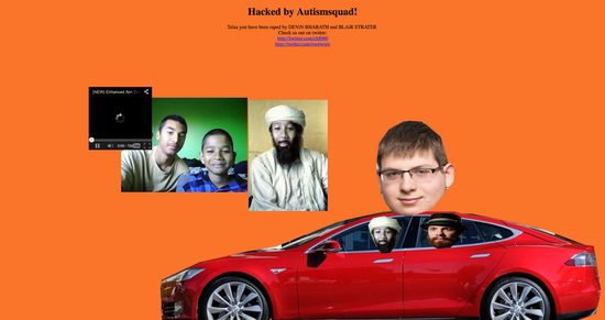 特斯拉官网被黑之后变成了无厘头粘贴画