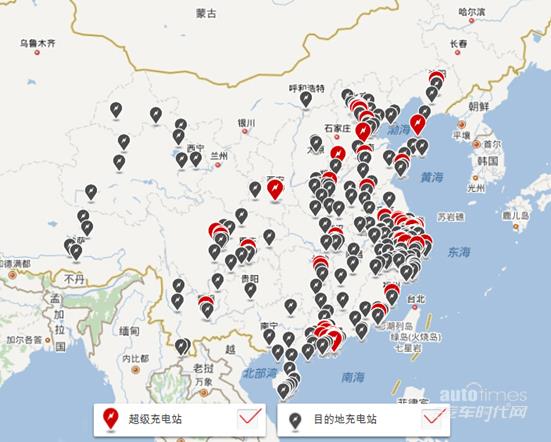 特斯拉2015年超级充电网建设规划 重点投放七站点