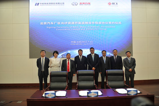 北京汽车与华能及四川雄飞合作光伏发电项目