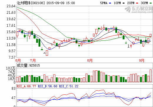 沧州明珠股价走势图