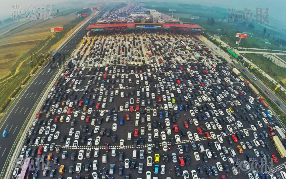 国庆假期返程纪录片：瞧瞧，这大停车场 ！
