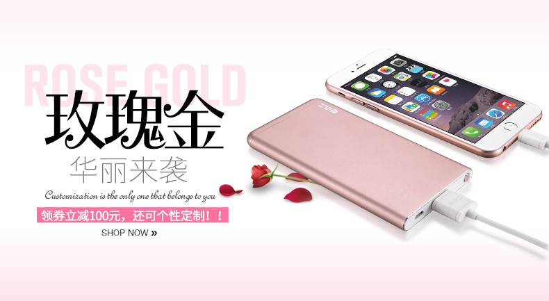玫瑰金华丽来袭 电小二iPhone专用充电宝上市！