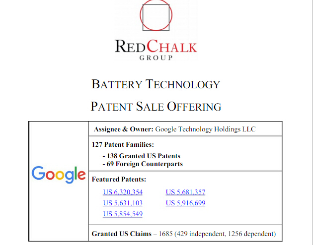 谷歌拍卖电池专利文件