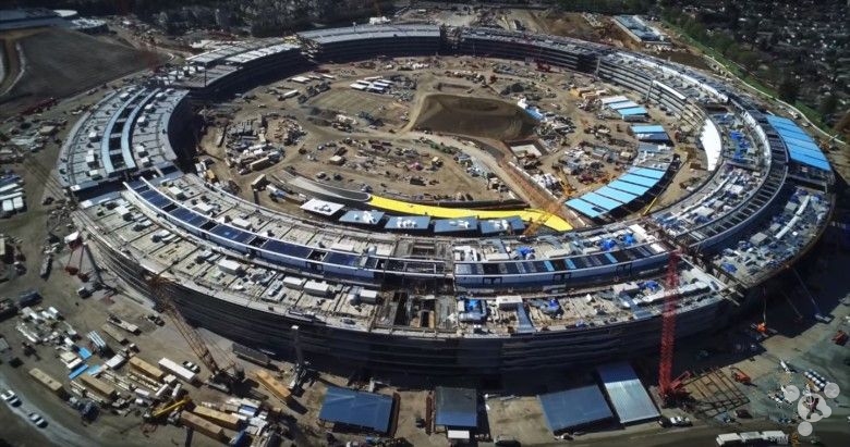 又航拍苹果新总部大楼 工程在有条不紊进行