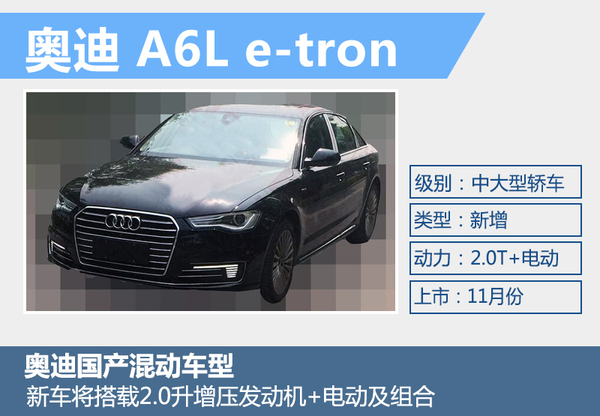 奥迪A6L“电动”版国内曝光 将11月上市