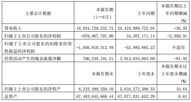 云天化：上半年净亏9.78亿 拟5250万元认购子公司纽米科技定增股份