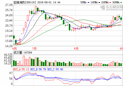 坚瑞消防：上半年营收2.23亿元 同比增长19.77%