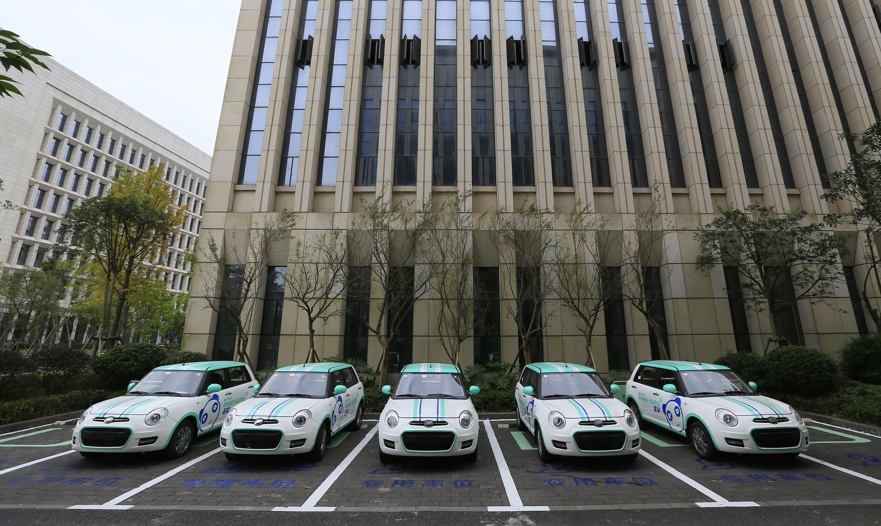 重庆首批分时租赁新能源汽车投入使用  秦廷富 摄  新华社发