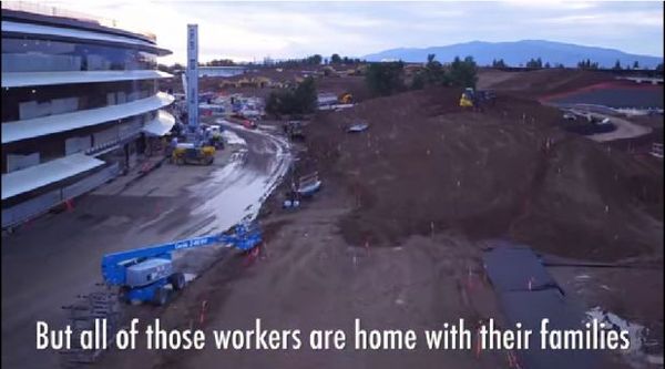 苹果Campus 2 飞船总部4K无人机捕捉礼堂镜头