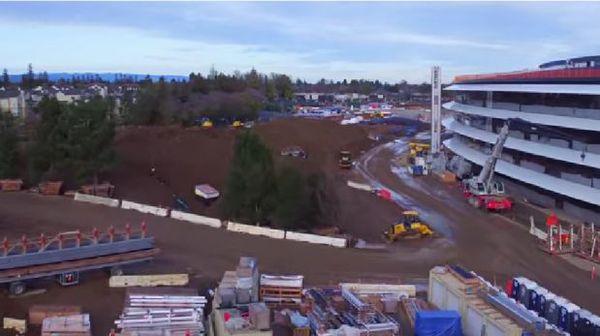 苹果Campus 2 飞船总部4K无人机捕捉礼堂镜头