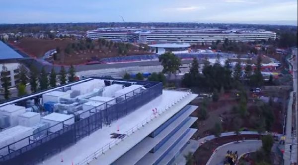 苹果Campus 2 飞船总部4K无人机捕捉礼堂镜头