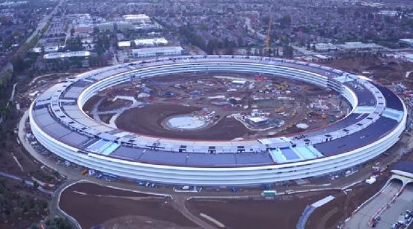 苹果Campus 2 飞船总部4K无人机捕捉礼堂镜头