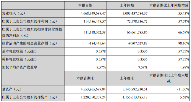 德赛电池主要会计数据和财务指标