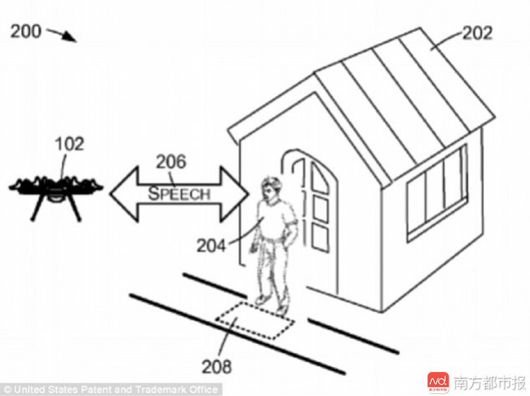 专利中用户通过无人机与客服对话。