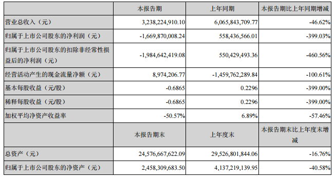 坚瑞沃能主要会计数据和财务指标