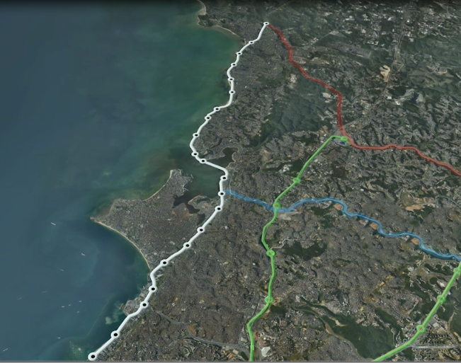 萨尔瓦多云轨线路（白色线条）将与其它轨道交通线路共同打造轨道交通网