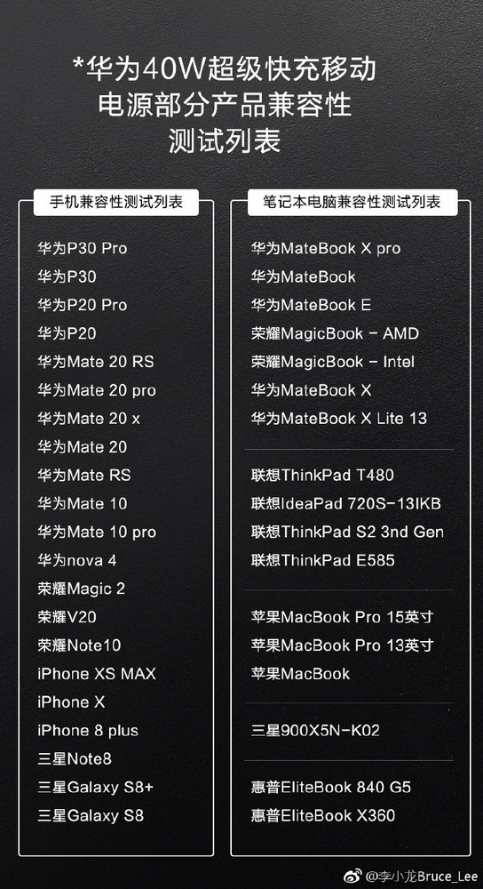 华为40W超级快充移动电源