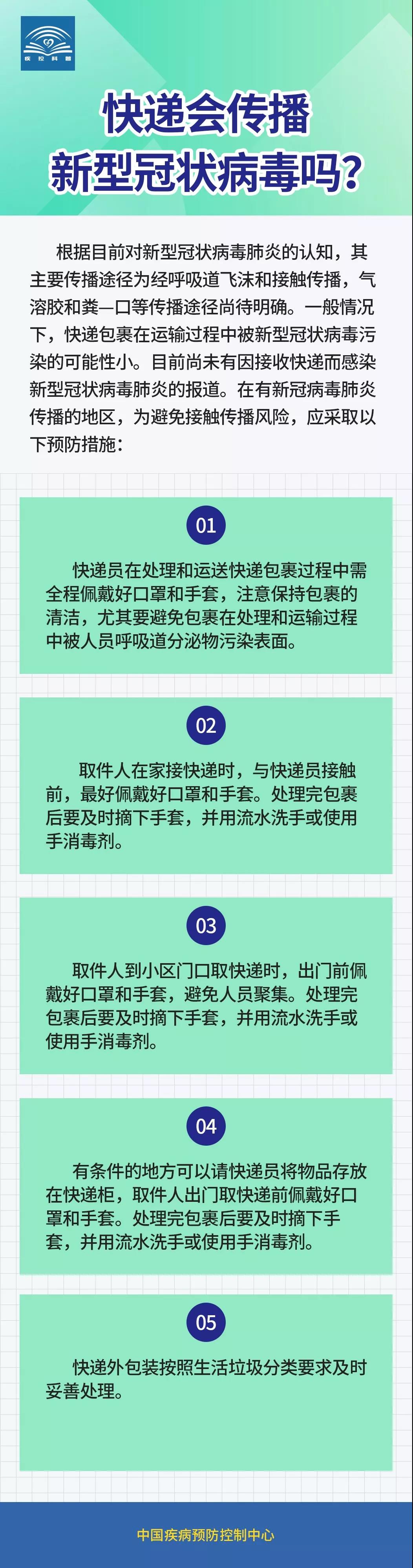 快递会传播新型冠状病毒吗？中国疾控中心发文详解