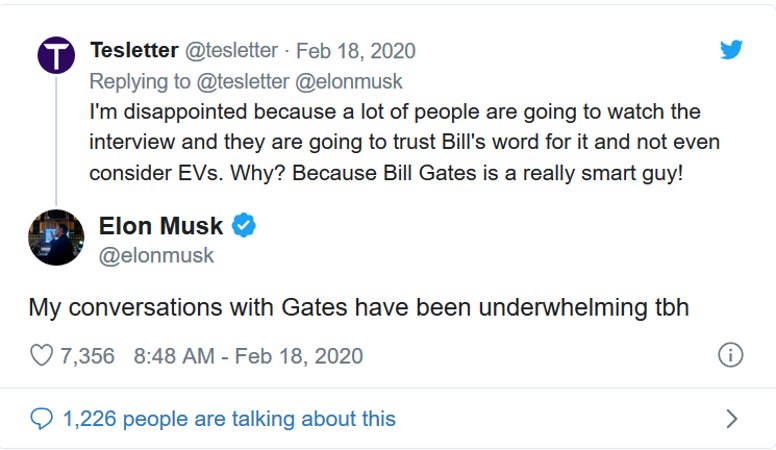 比尔·盖茨与马斯克隔空开火 