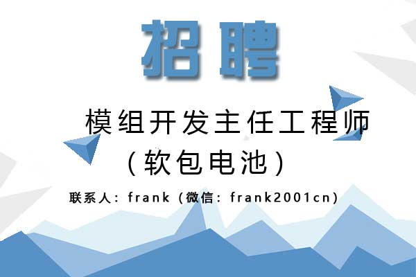 诚聘软包电池模组开发主任工程师/专家/总监