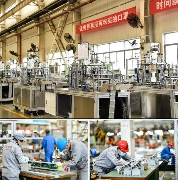 东风制造的首批口罩机下线 每台产能为100只/分钟