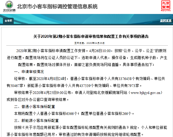 北京新能源指标总申请人数约43.75万