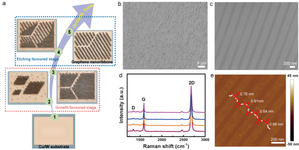 CVD方法原位生长的的石墨烯纳米带