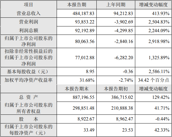 德方纳米2021年度主要财务数据和指标（单位：万元）