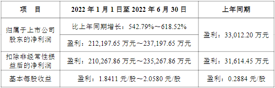 雅化集团2022年上半年业绩预告