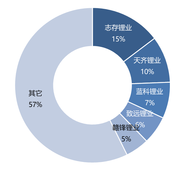 2022年H1中国碳酸锂生产企业产量排名情况