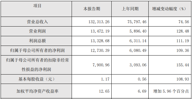 瀚川智能2022年度主要財務數據和指標（單位：萬元）