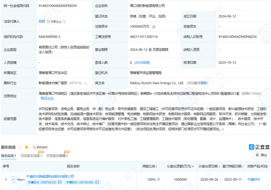 海口润时新能源有限公司