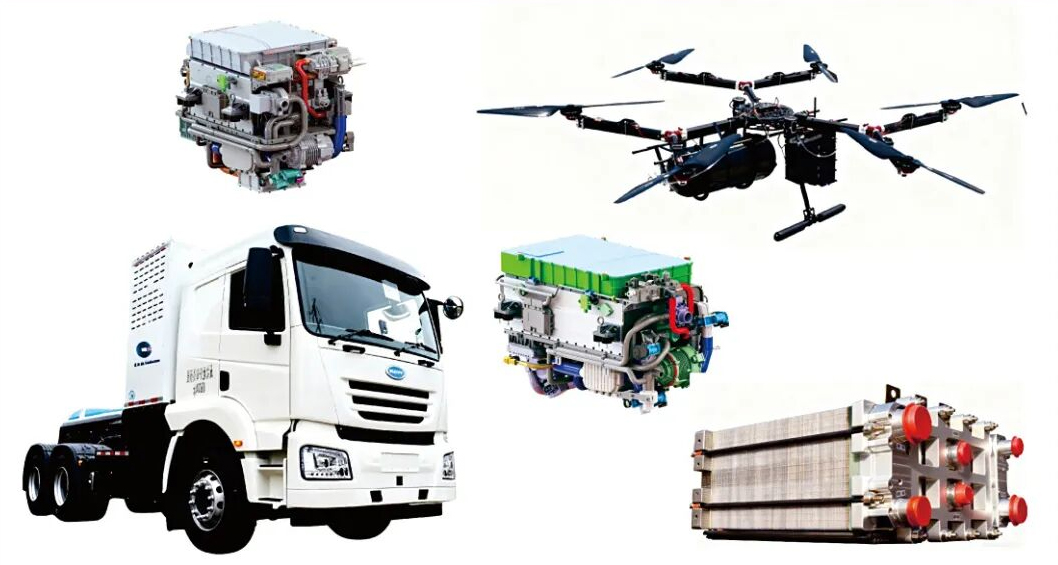 中科华悦氢能总部研发及氢燃料电池生产基地项目（图为部分应用领域产品展示）